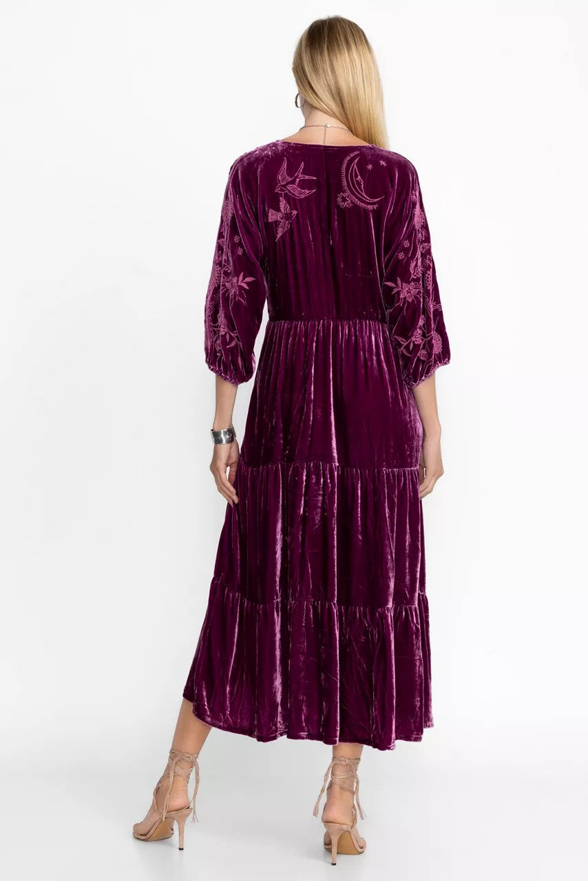 Johnny Was Women VELVET DOLMAN TIERED DRESS