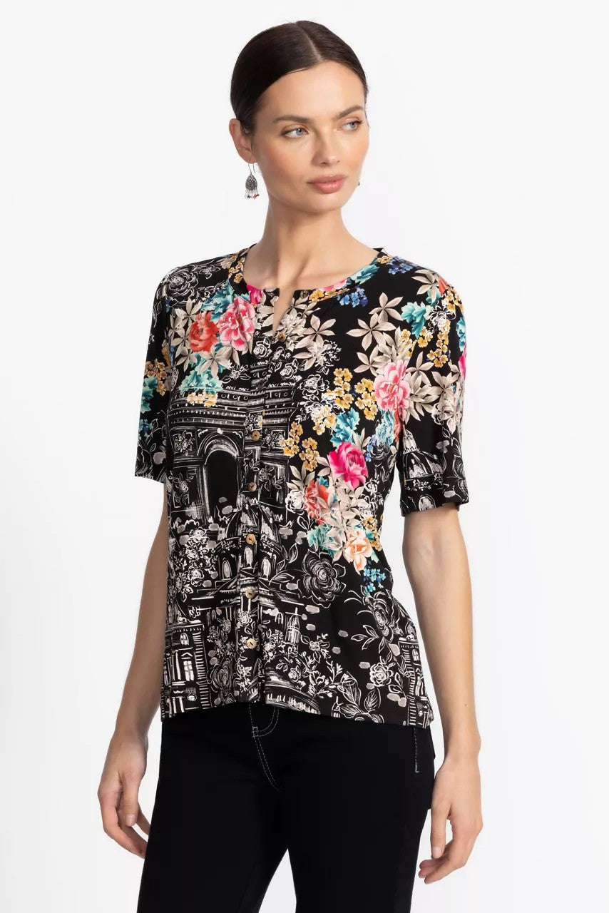 Johnny Was Women THE JANIE FAVORITE KIMONO SLEEVE MANDARIN TEE