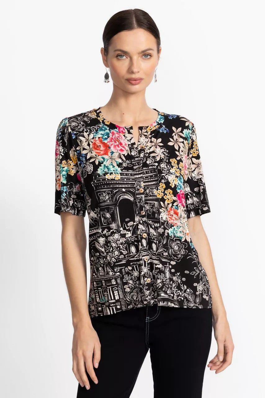 Johnny Was Women THE JANIE FAVORITE KIMONO SLEEVE MANDARIN TEE