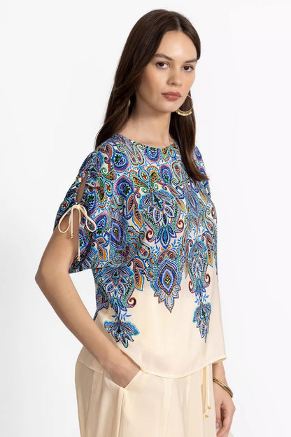 Johnny Was Women RUCHED SLEEVE BLOUSE