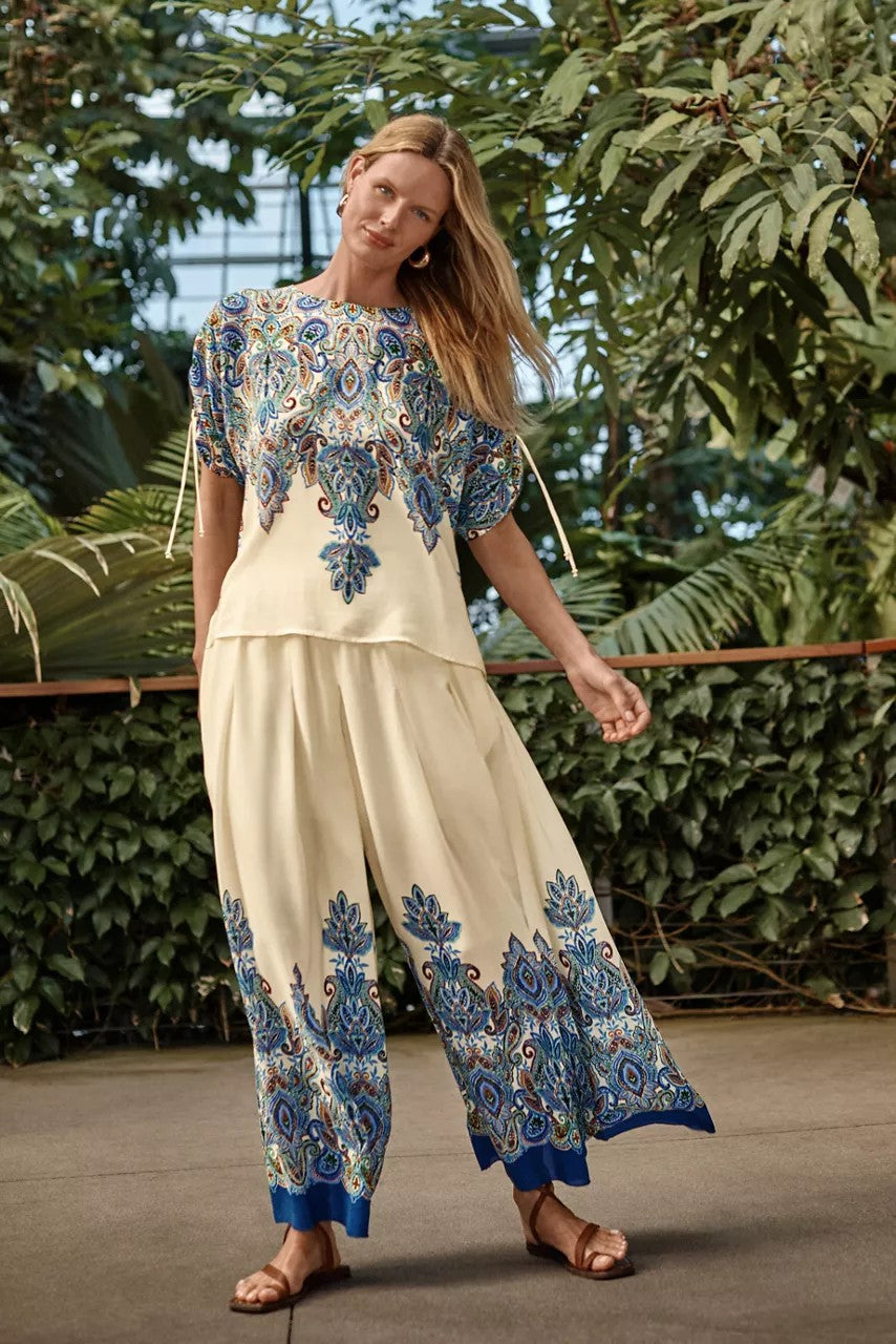 Johnny Was Women RUCHED SLEEVE BLOUSE