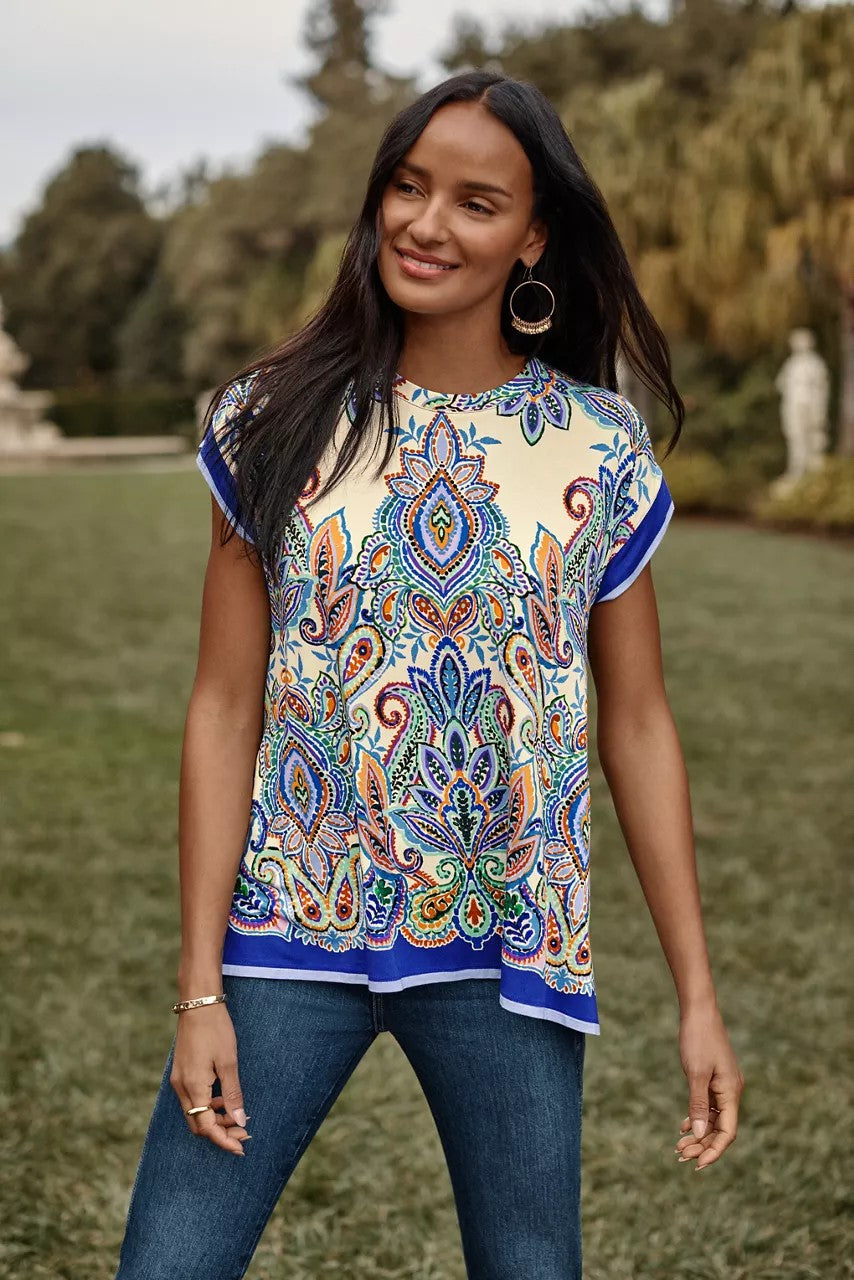 Johnny Was Women THE JANIE FAVORITE CREW NECK DRAPED TEE
