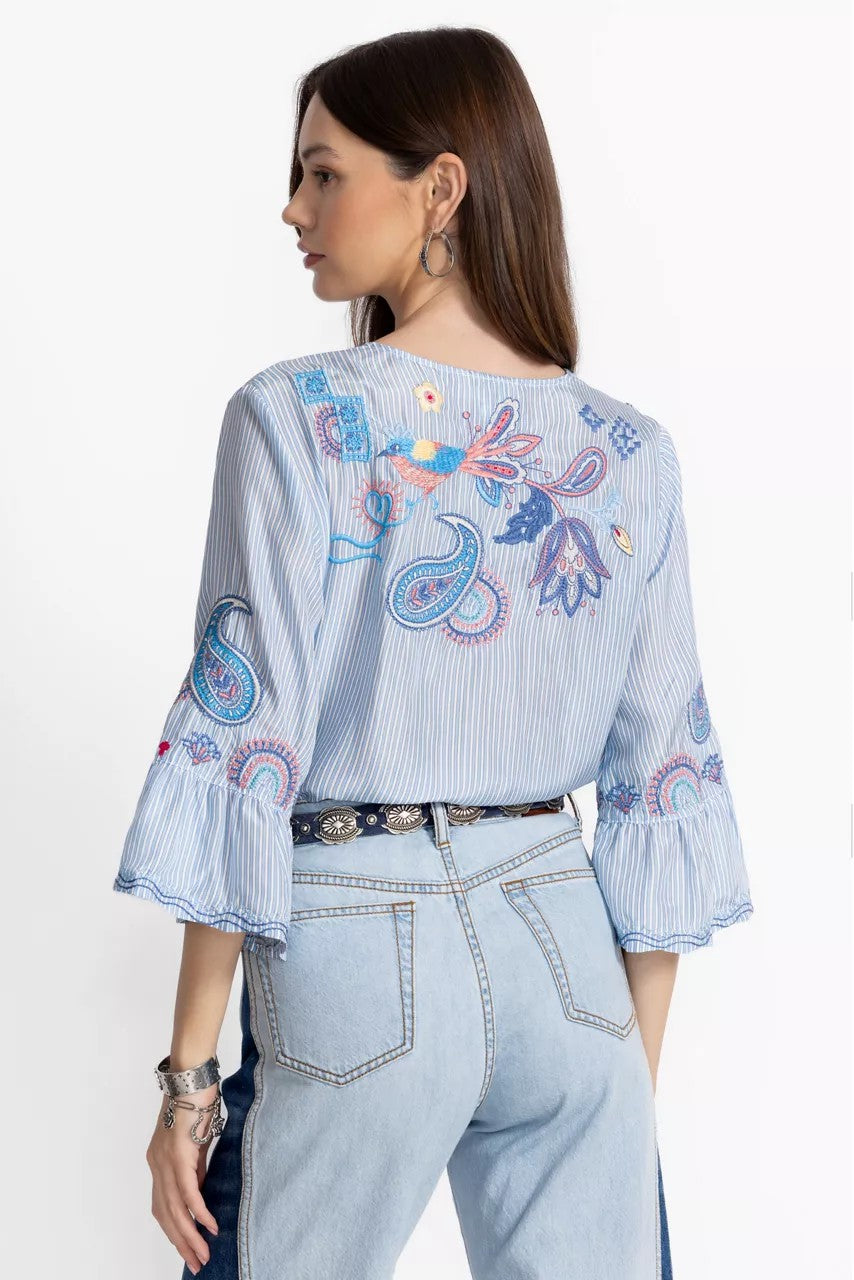 Johnny Was Women RUFFLE SLEEVE BLOUSE