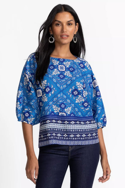 Johnny Was Women LINEN BOATNECK BLOUSE