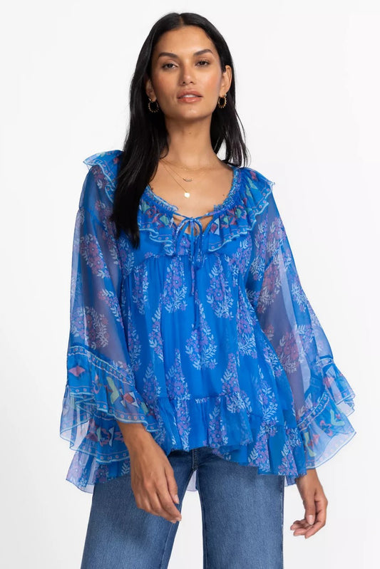 Johnny Was Women GAL RUFFLE TIE BLOUSE