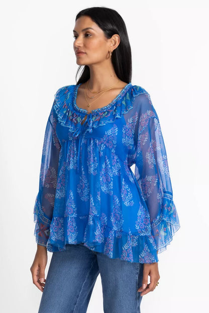 Johnny Was Women GAL RUFFLE TIE BLOUSE