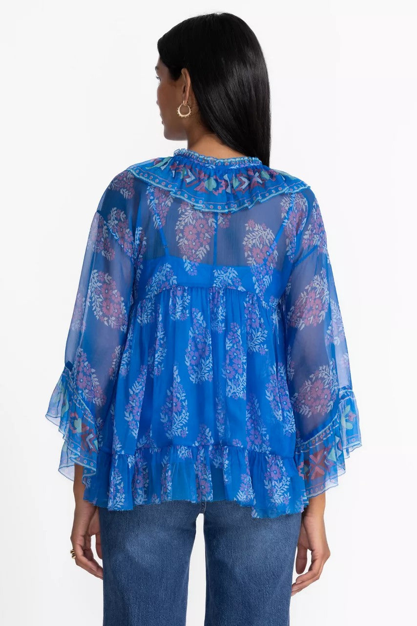Johnny Was Women GAL RUFFLE TIE BLOUSE