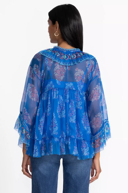 Johnny Was Women GAL RUFFLE TIE BLOUSE