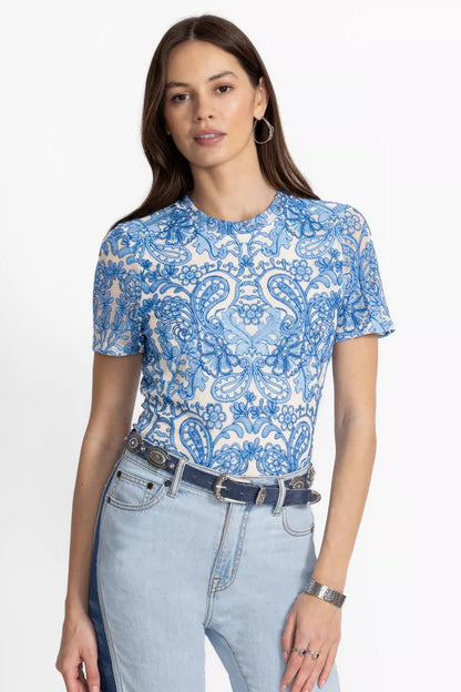 Johnny Was Women ELEANOR SHORT SLEEVE MESH TEE
