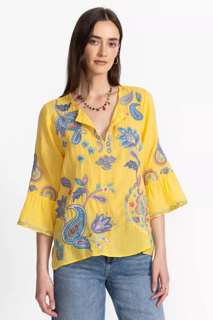 Johnny Was Women RUFFLE SLEEVE BLOUSE