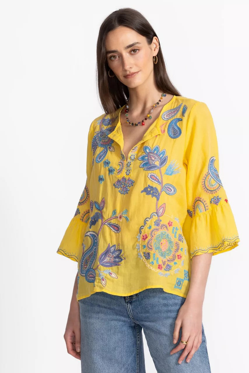 Johnny Was Women RUFFLE SLEEVE BLOUSE