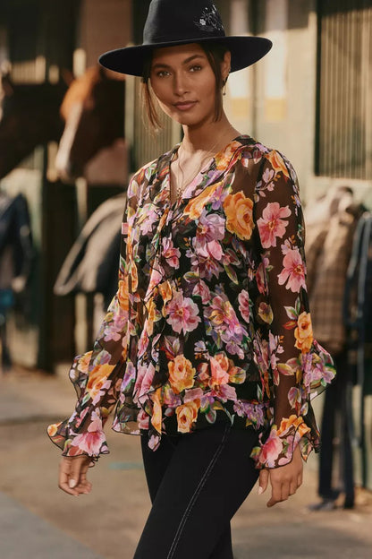 Johnny Was Women KYLIE RUFFLE BLOUSE