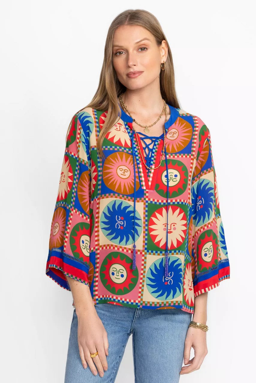Johnny Was Women FRONT TIE VILLA BLOUSE