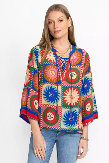 Johnny Was Women FRONT TIE VILLA BLOUSE