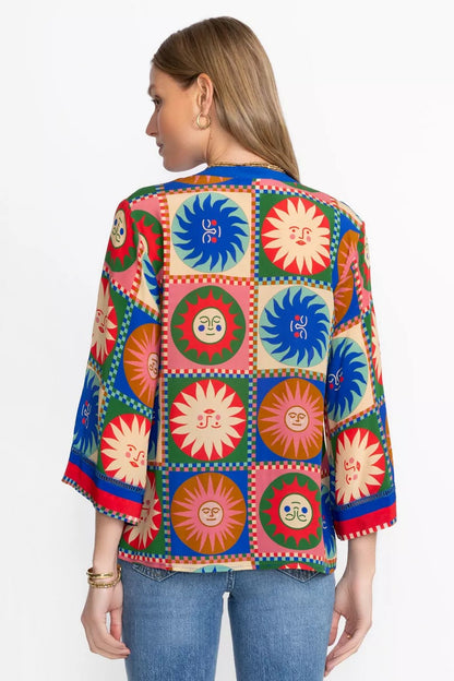 Johnny Was Women FRONT TIE VILLA BLOUSE