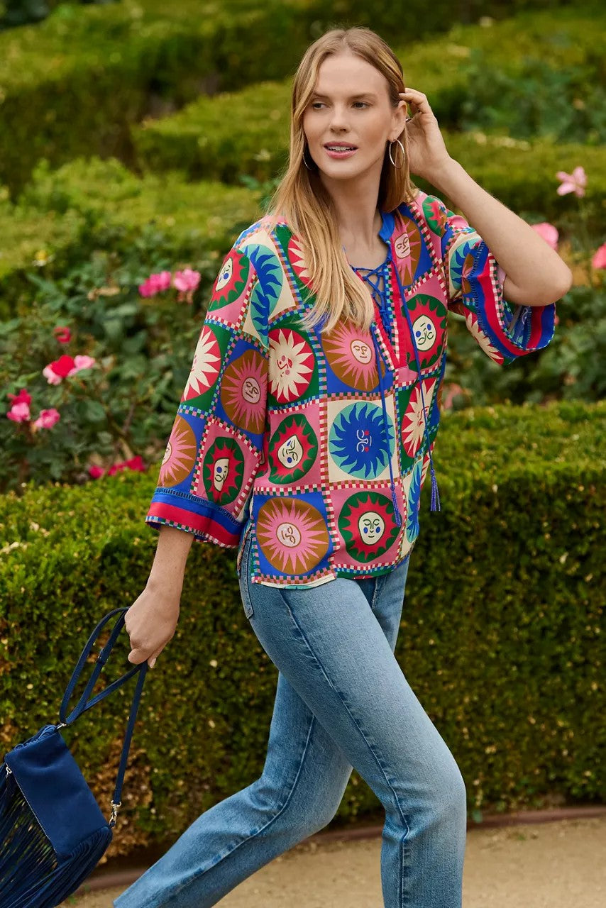 Johnny Was Women FRONT TIE VILLA BLOUSE