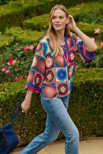 Johnny Was Women FRONT TIE VILLA BLOUSE
