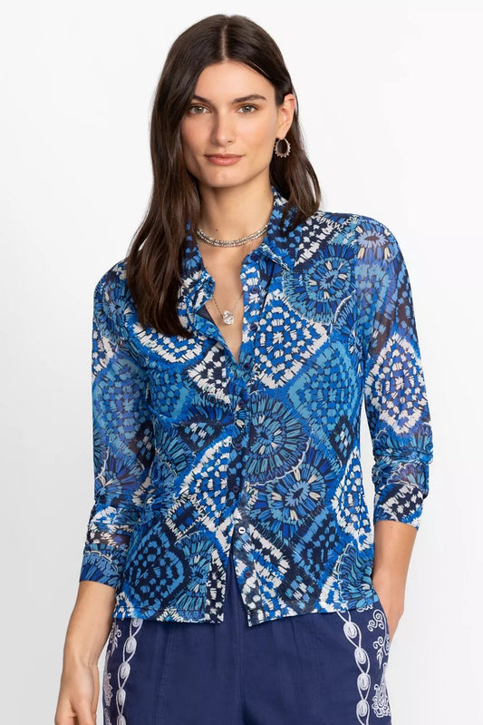 Johnny Was Women DEVIN MESH BUTTON DOWN SHIRT