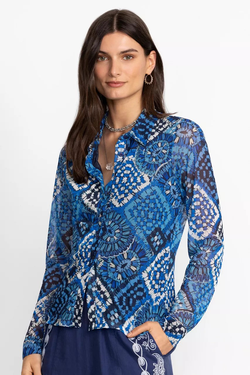 Johnny Was Women DEVIN MESH BUTTON DOWN SHIRT