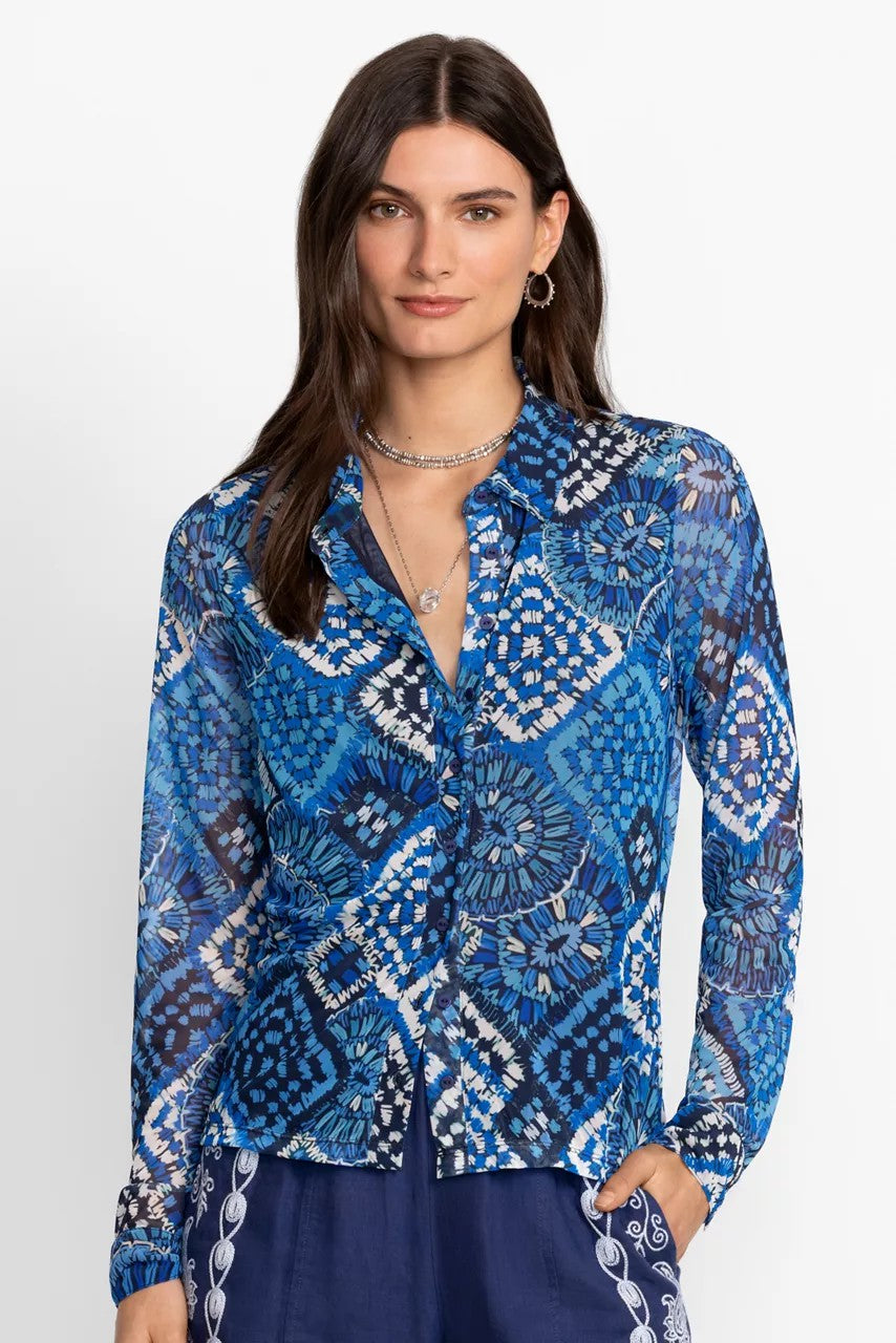 Johnny Was Women DEVIN MESH BUTTON DOWN SHIRT