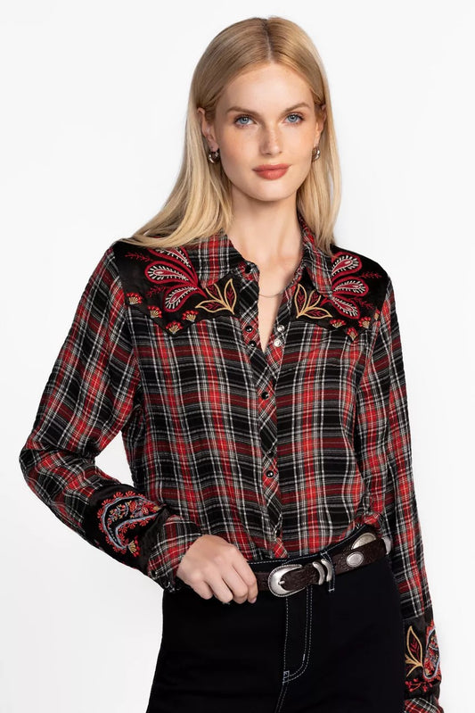 Johnny Was Women PUFF SLEEVE WESTERN SHIRT
