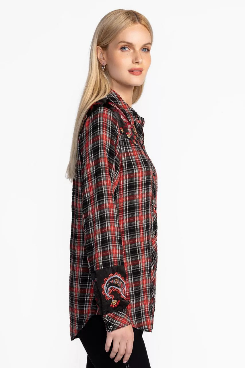 Johnny Was Women PUFF SLEEVE WESTERN SHIRT