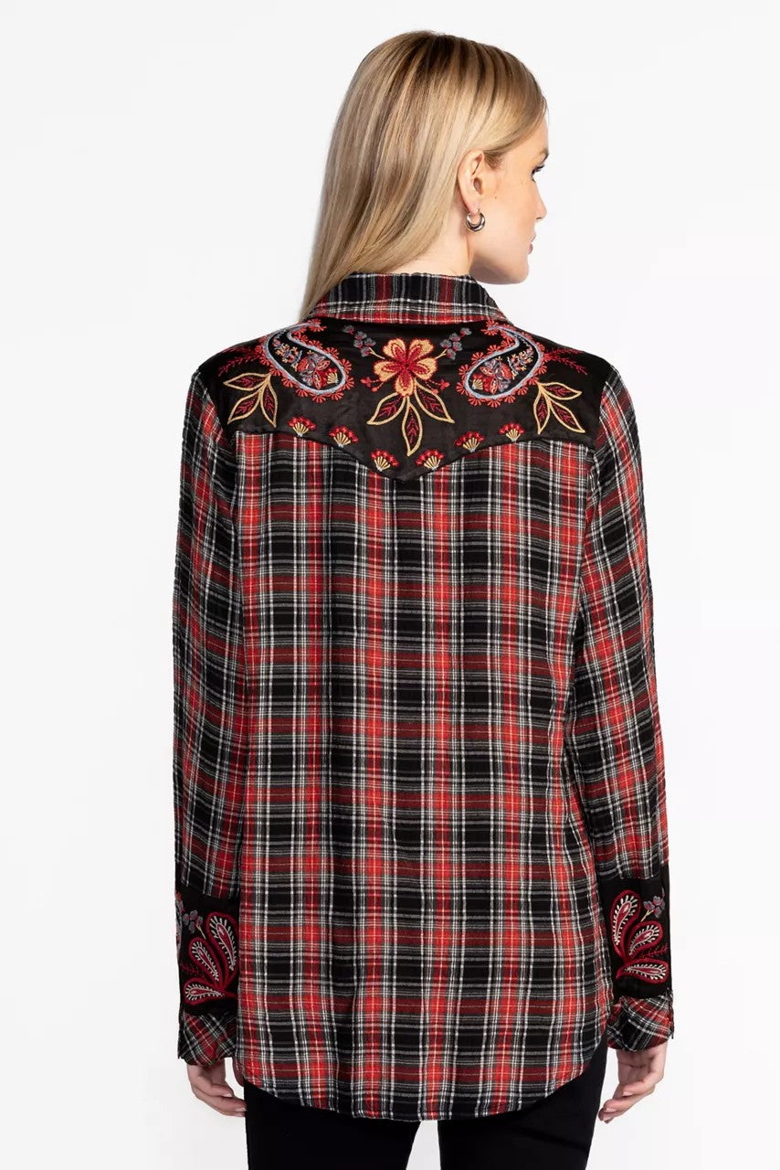 Johnny Was Women PUFF SLEEVE WESTERN SHIRT
