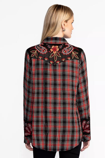 Johnny Was Women PUFF SLEEVE WESTERN SHIRT