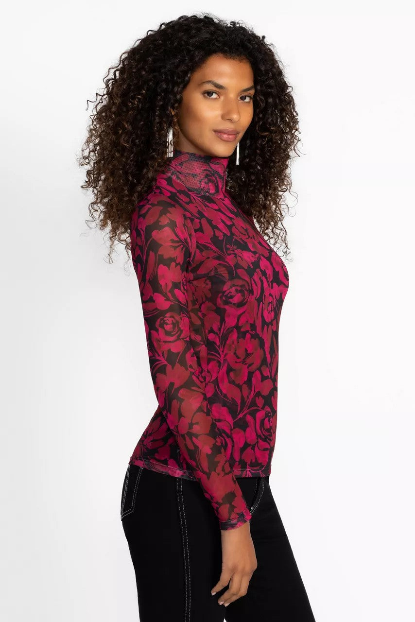 Johnny Was Women REBECCA MESH MOCK NECK TEE