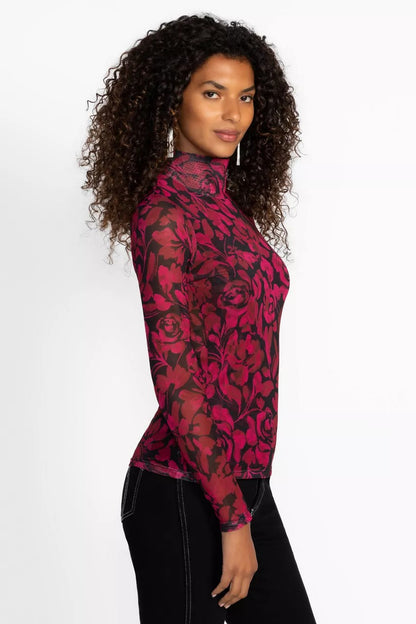 Johnny Was Women REBECCA MESH MOCK NECK TEE