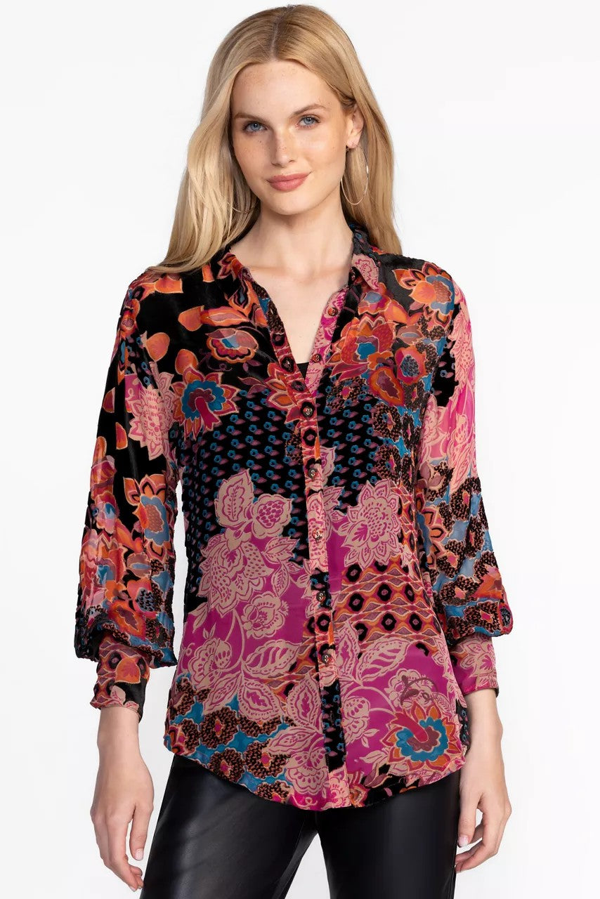 Johnny Was Women YRENE BURNOUT BLOUSE