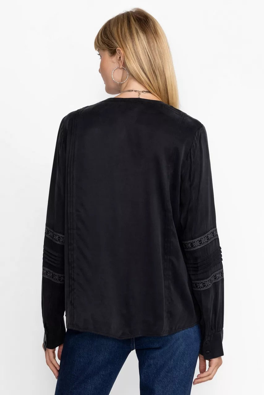 Johnny Was Women PLEATED BUTTON DOWN TOP WITH SHIRRING