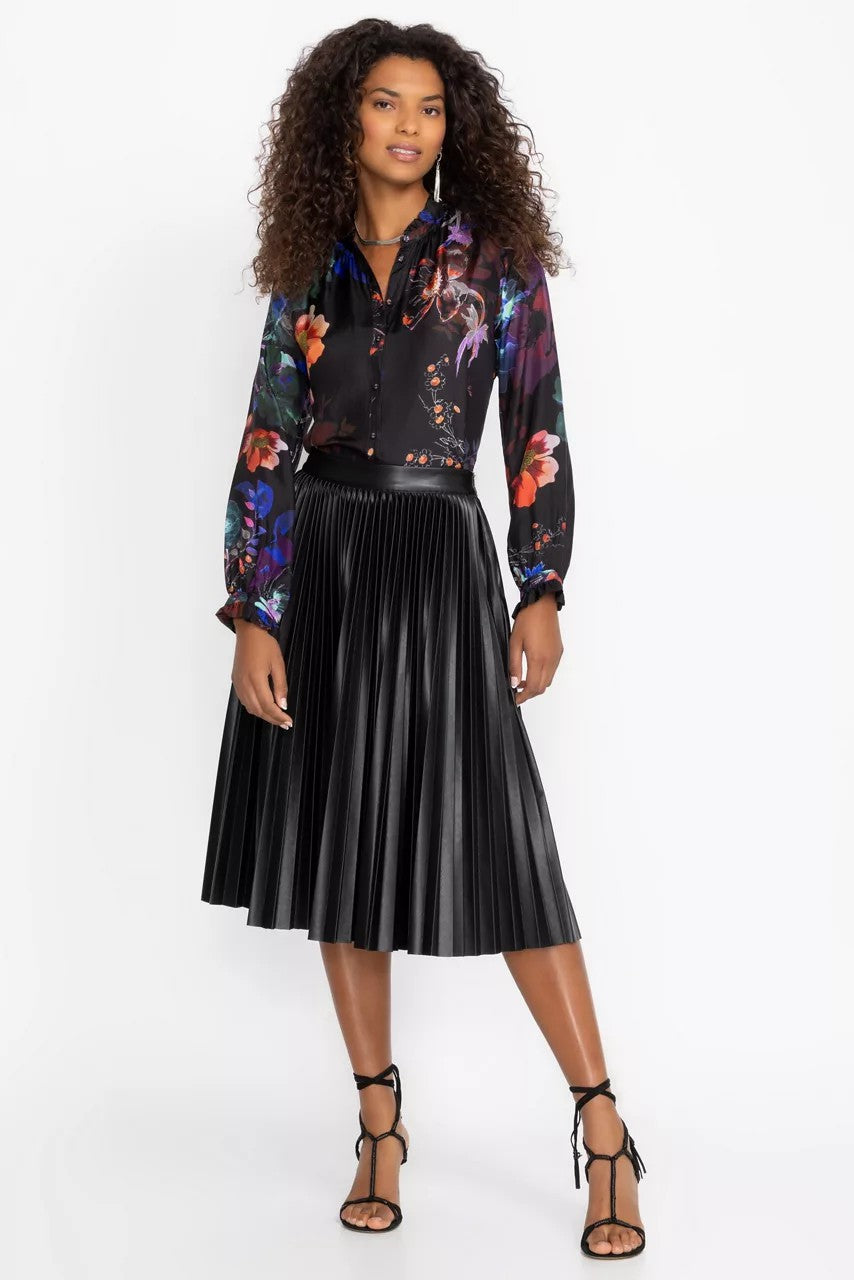 Johnny Was Women EMMI VEGAN LEATHER PLEATED SKIRT