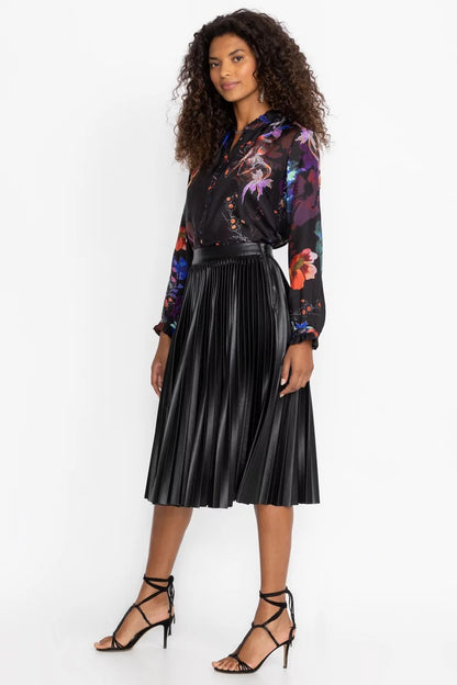 Johnny Was Women EMMI VEGAN LEATHER PLEATED SKIRT