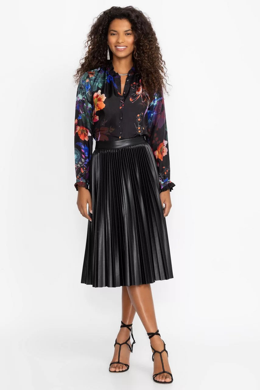 Johnny Was Women EMMI VEGAN LEATHER PLEATED SKIRT