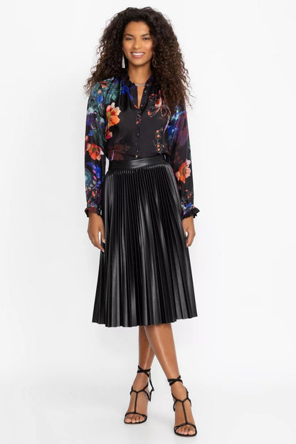 Johnny Was Women EMMI VEGAN LEATHER PLEATED SKIRT