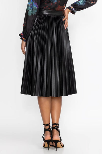 Johnny Was Women EMMI VEGAN LEATHER PLEATED SKIRT
