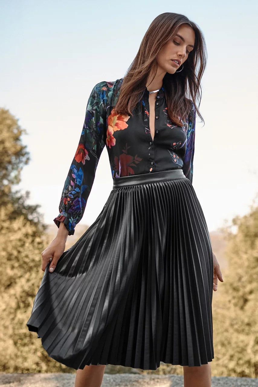 Johnny Was Women EMMI VEGAN LEATHER PLEATED SKIRT
