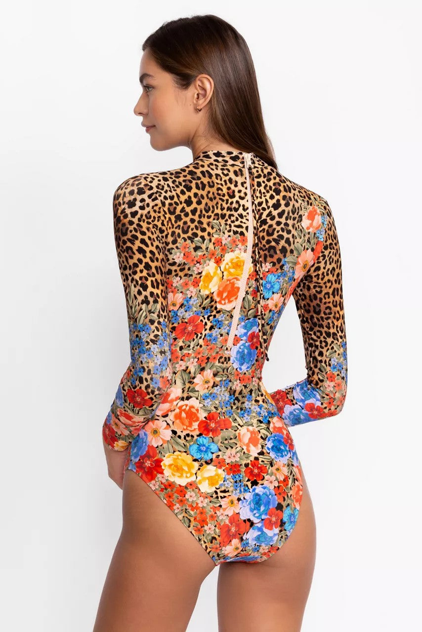 Johnny Was Women CHEETAH CROSS OVER NECK SURF ONE PIECE