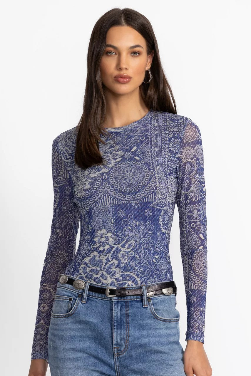 Johnny Was Women NATALIE LONG SLEEVE MESH TEE