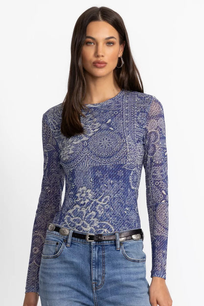 Johnny Was Women NATALIE LONG SLEEVE MESH TEE