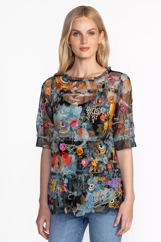 Johnny Was Women MAZZY RUFFLE TIERED BLOUSE