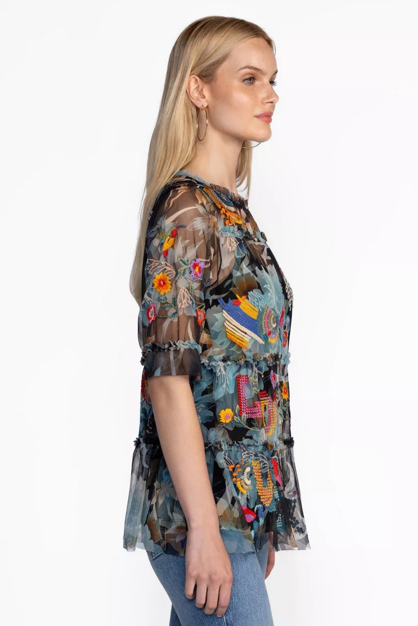 Johnny Was Women MAZZY RUFFLE TIERED BLOUSE