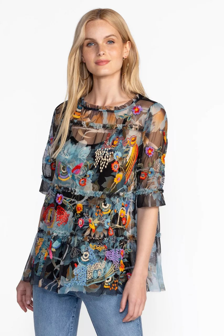 Johnny Was Women MAZZY RUFFLE TIERED BLOUSE