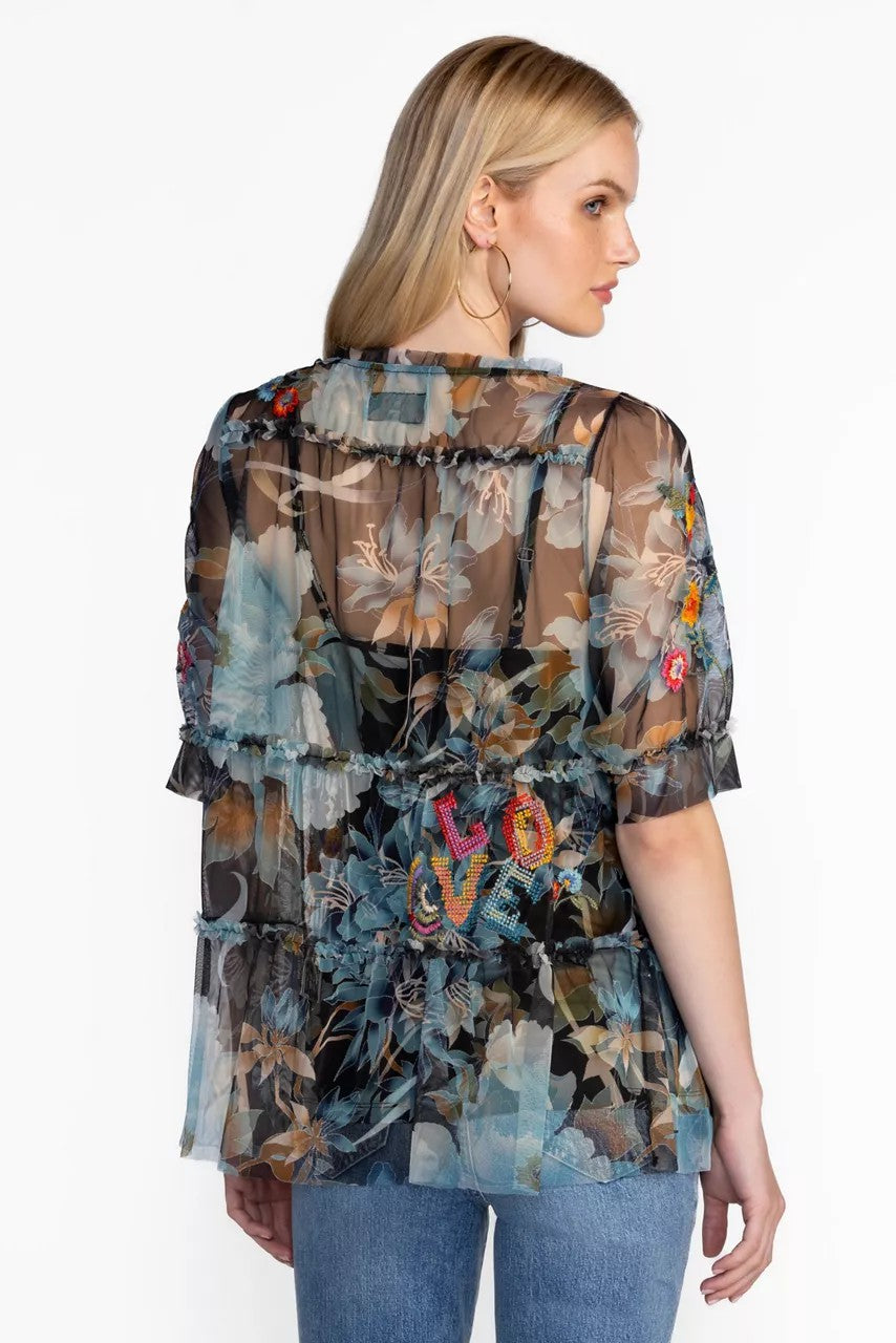 Johnny Was Women MAZZY RUFFLE TIERED BLOUSE